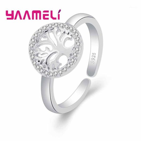 

cluster rings fashion 925 sterling silver crystals adjustable design tree of life women party daily finger, Golden;silver