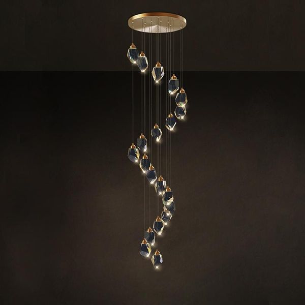 

chandeliers led postmodern copper crystal stone designer chandelier lighting lustre hanging lamps suspension luminaire lampen for staincase