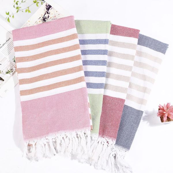 

towel big striped cotton turkish bath with tassels thin travel camping sauna beach gym pool blanket 100*180cm