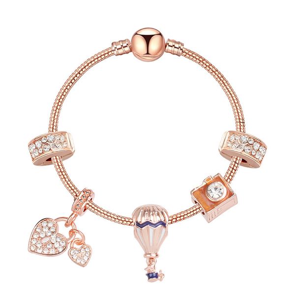 

new style charm bracelet women fashion beads bracelet bangle plated rose gold diy pendants bracelets jewelry girls wedding gc141, Golden;silver