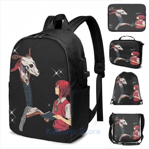 

backpack funny graphic print the ancient magus bride usb charge men school bags women bag travel laptop
