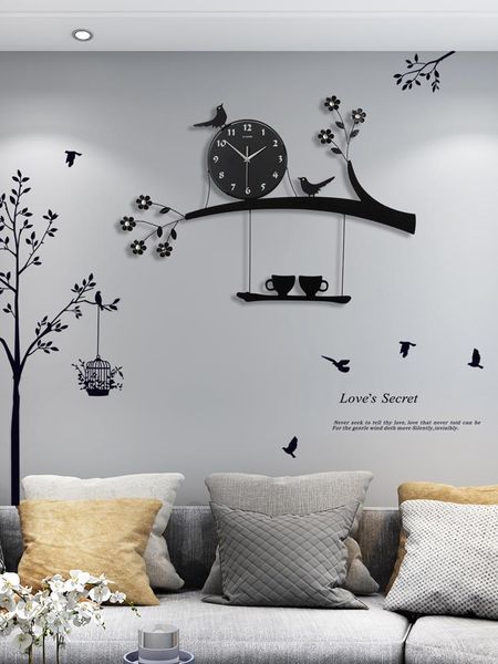 

wall clocks simple household personality living room clock fashion luminous modern silent creative quartz bird