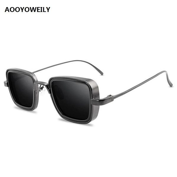 

gothic steampunk square sunglasses for men women alloy metal women's men's sun glasses trendy brand shades male female uv400, White;black