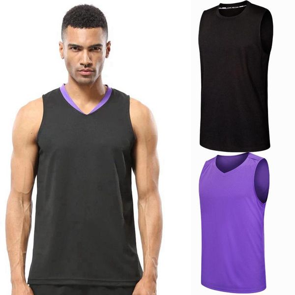

running jerseys workout basketball fitness training man singlet mens vest gym sleeveless shirt summer slim tank men sport top, Black;blue