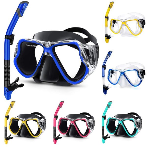 

diving masks anti-fog mask snorkel tube set for professional full breath gear underwater swim goggles equipment