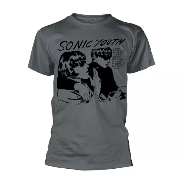 

sonic youth goo album cover charcoal official t-shirt men unisex, White;black