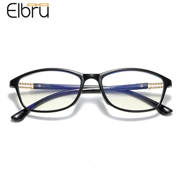 

fashion sunglasses frames elbru anti blue light flat lens plain glasses vintage men women optical eyeglasses ultralight small transparent fr, Black
