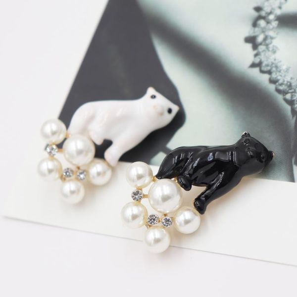 

pins, brooches earofcorn enamel black white cute polar bear men's and women's clothing corsage mini animal jewelry factory wholesa, Gray