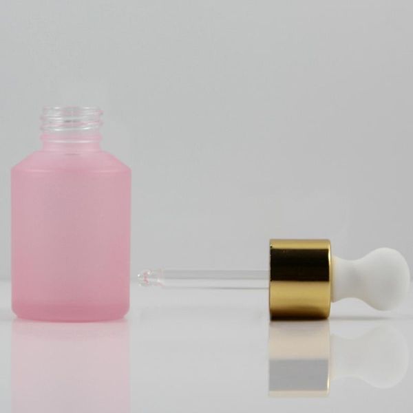 

storage bottles & jars dropper and packaging pink frosted 30ml , 1oz glass wholesale