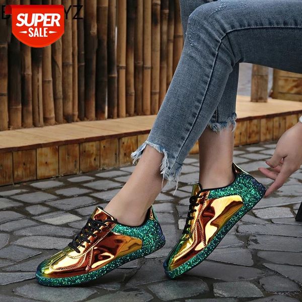 

women sneakers gold glitter spring autumn shinny bling fashion casual shoes outdoor glossy pu leather sneaker shoes woman #ew9c