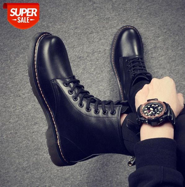 

leather martin boots men's british style tooling high-shoes short #dq7v