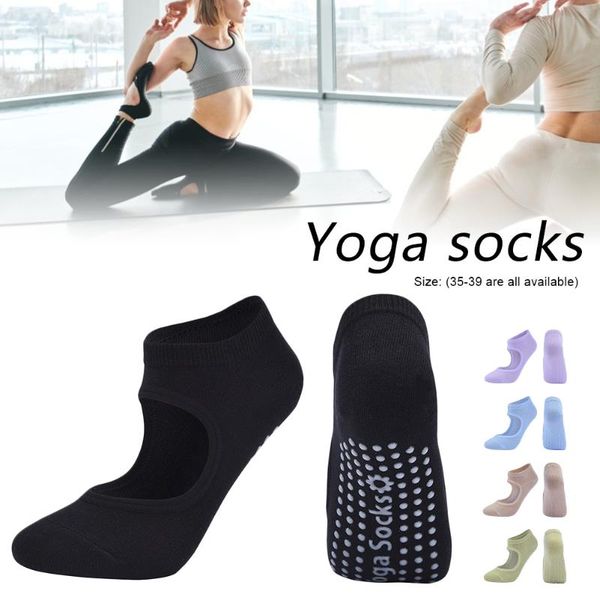 

sports socks yoga non-slip cotton female pilates barre fitness for women, Black