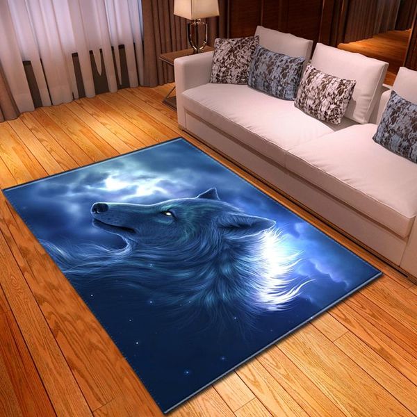 

carpets nordic 3d wolf printed carpet cartoon animal kids bedroom play mat soft flannel memory foam room big rug living for area