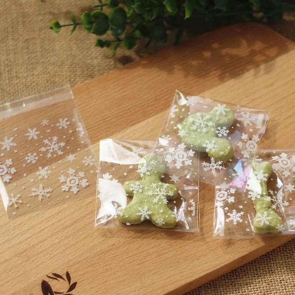 

baking & pastry tools 100pcs/lot snowflake opp cookie bags plastic self-adhesive cake bread candy packing bag wrapping