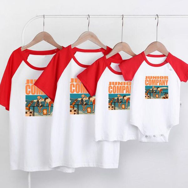 

look matching outfits t-shirt clothes summer mother father son daughter kids baby letter printing t-shirt, Blue