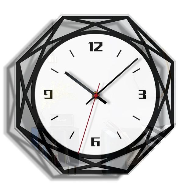 

simple black modern wall clock living room home decoration accessories silent transparent acrylic design clocks