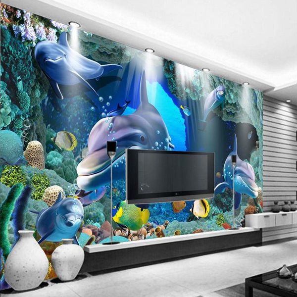 

wallpapers drop custom 3d underwater world tv background wall decorative painting murals wallpaper designs