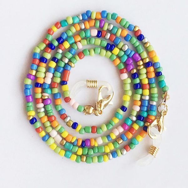 

sunglasses frames bohemian colored mask strap beaded glasses chains women face lanyard anti slip women's neck chain for eyeglass, Silver
