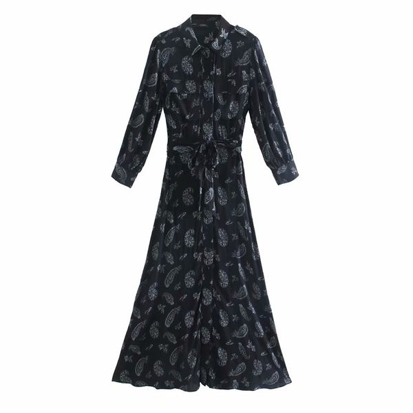 ZXOJ Serin Bel Kemeri Kadın Ayak Bileği Uzunlukta Elbise Yaz Moda Cep Bayanlar Uzun Çiçek Baskı Kadın Ince Kızlar Chic 210430