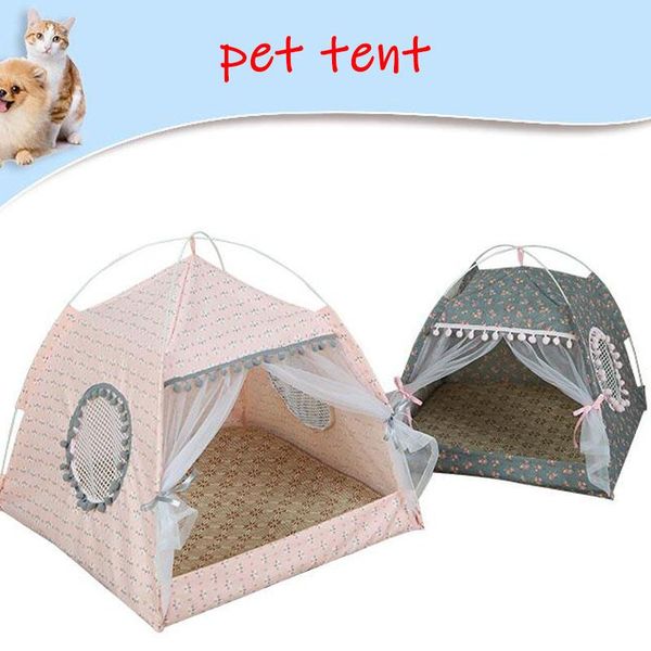 

cat beds & furniture summer house lovely teepee bed litter removable and washable pet net tent folding puppy kitten nest cama para gato