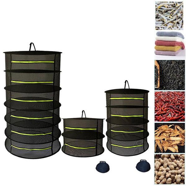 

2/4/6 layers drying mesh net foldable fishing hanging dryer bags fabric hangplant nets rack zipper for herbs buds beans laundry storage & or