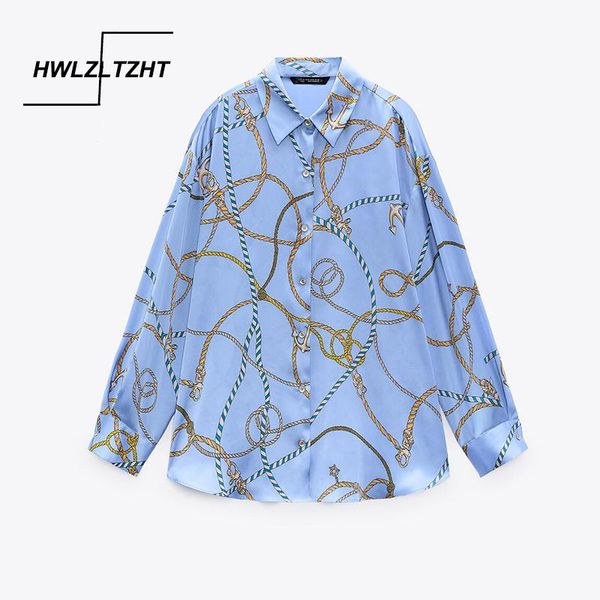 

women's blouses & shirts hwlzltzht summer women 2021 fashion print lapel long sleeve shirt woman clothes chic buttons casual vintage fe, White