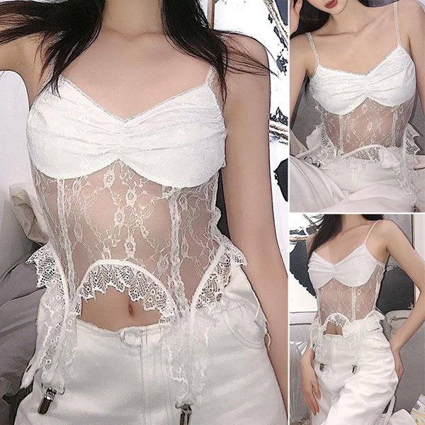 

kf-women's solid color slim navel lace trim camisole white women's tanks & camis