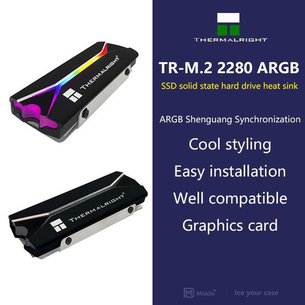 

thermalright solid state heat sink 2280 m.2 drive ssd cooler argb aura synchronous m2 vest fans & coolings