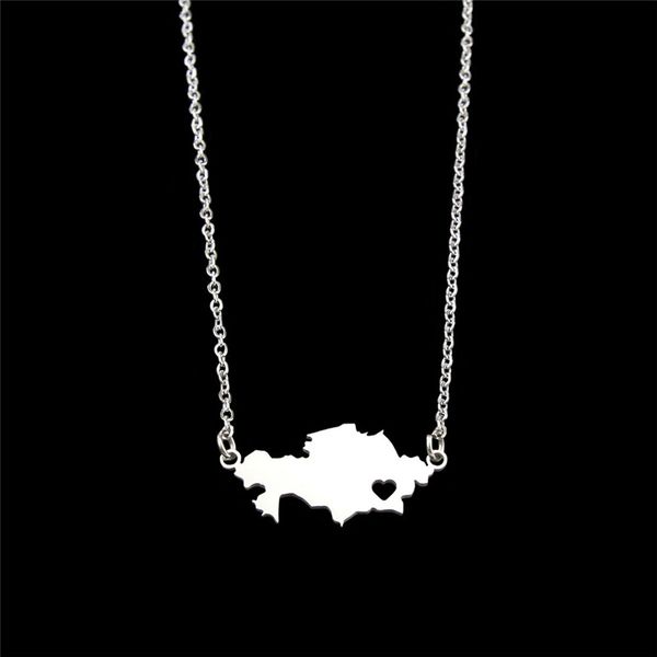 

europe and the united states, popular kazakhstan map pendant necklace, Silver