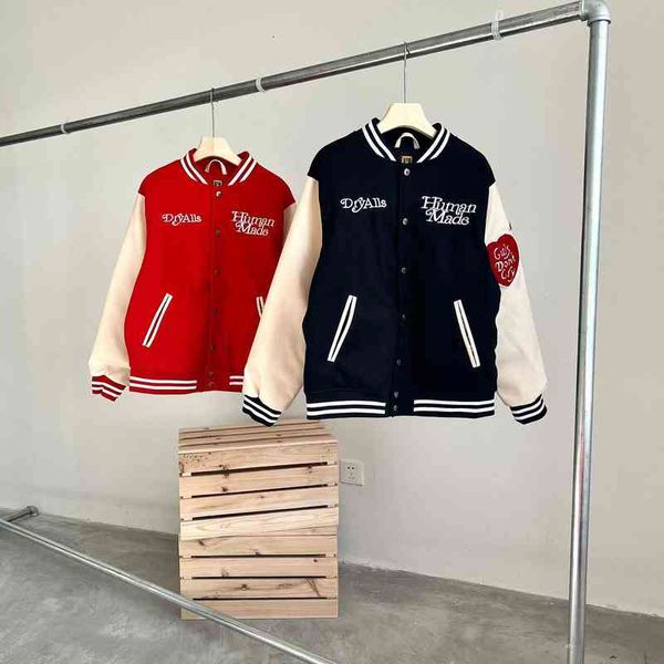 

high level human made day fashion girls don't cry woolen baseball suit men's and women's leather sleeve et couple's, Black