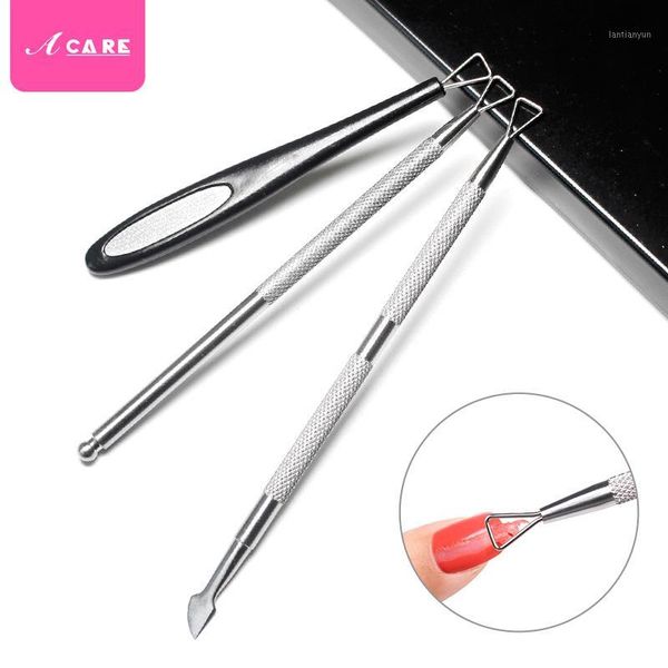 

pcs stainless steel cuticle pushers nail art tools uv gel remover pedicure manicure care cleaner tool1