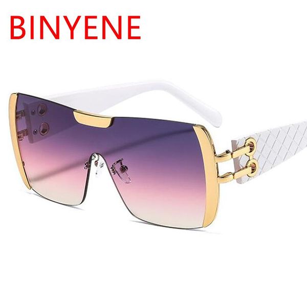 

white square oversized sunglasses women 2021 retro colorful rimless sun glasses men gradient goggles shades oculos, White;black