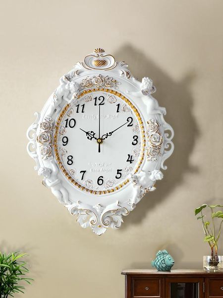 

wall clocks fashion european clock resin art decoration hanging home living room bedroom watch silent
