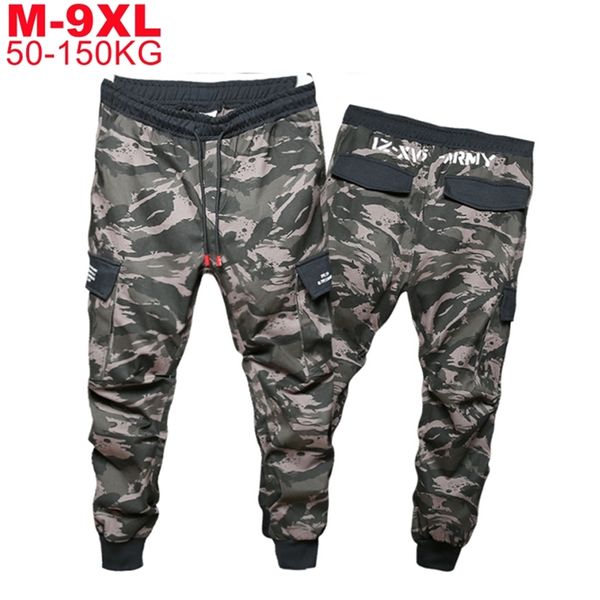 

men's camouflage sweatpants plus size 10xl 9xl joggers militar men trousers hip hop army green camo pants cotton sportswear man 210715, Black