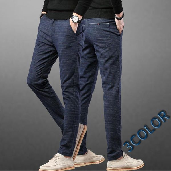 

men's pants fashion business suit straight work simple slim fit, Black