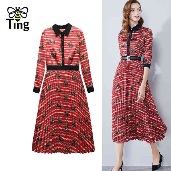 

vintage elegant floral women office work midi dress turn down collar casual pleated fashion plus size vestidos eam 210513, Black;gray