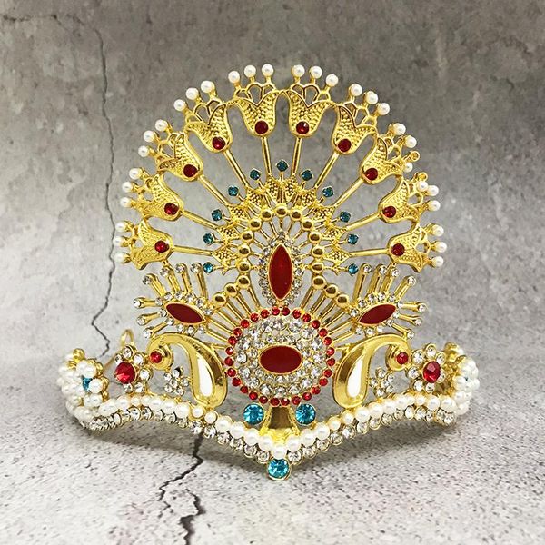 

hair clips & barrettes vintage floral pattern bridal pearl crown inlaid rhinestone headband luxury women wedding party crystal jewelry, Golden;silver