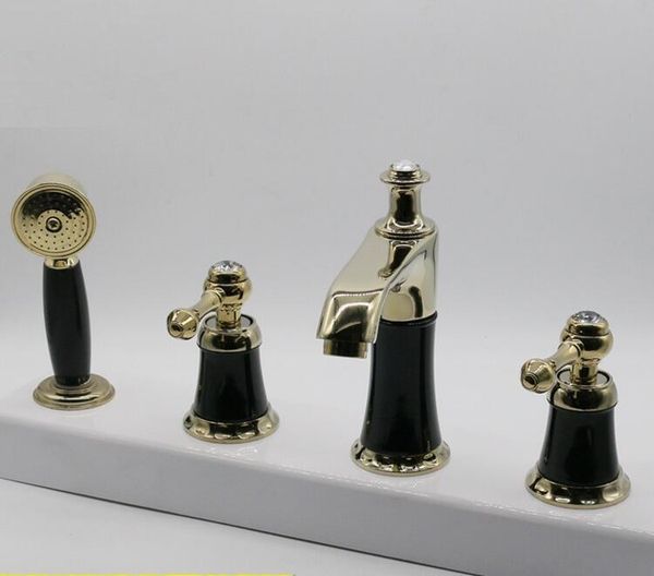 

bathroom sink faucets vidric 3/4pcs=1set cabinet faucet ceramics brass ,double knobs 3/4 holes deck mounted cold mixer tap