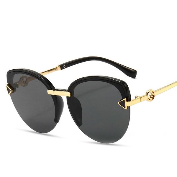 

sunglasses 2021 retro women's men's metal half frame meter nail small fashion brand design uv, White;black