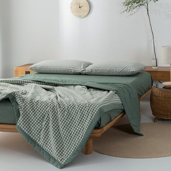 

bedding sets summer cooling quilt set with light comforter 100% cotton stripe fitted sheets three and four pieces