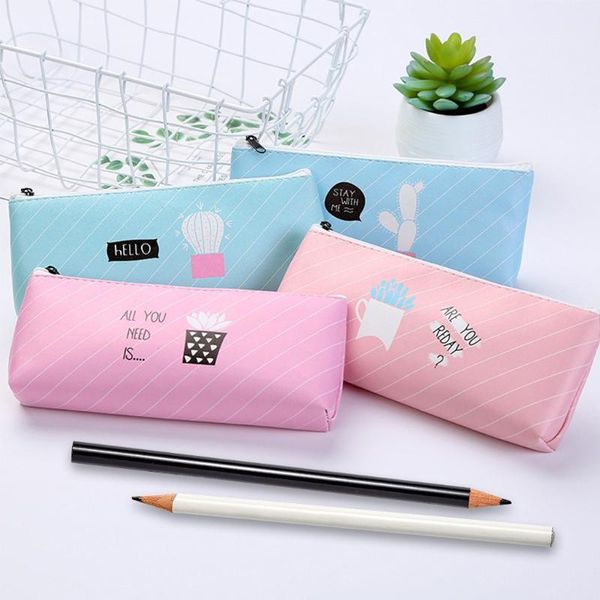 

cute cartoon learning stationery creative cactus pencil case bags
