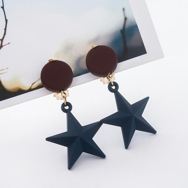 

clip-on & screw back cownine women's fashion geometric ear clips long five-pointed star retro party accessories earrings jewelry gift, Silver