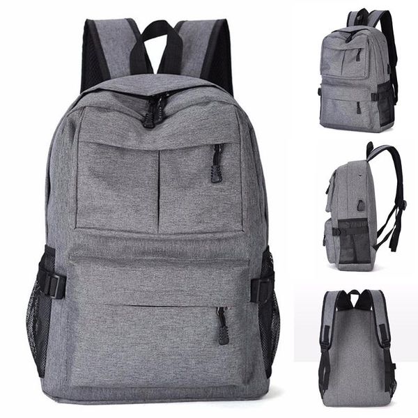 

backpack men women canvas multipurpose large capacity laprucksack zipper casual wear resistant school gift usb charge port