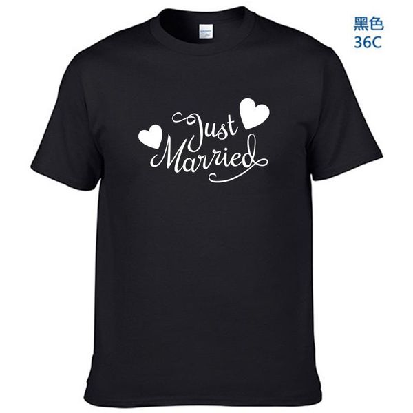 

men's t-shirts couple t-shirt holiday short sleeve summer tees clothes print just married funny t shirt for, White;black