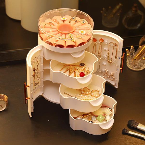 

storage boxes & bins jewelry organizer 4-layer drawers portable box for earring ring necklace travel case display stand