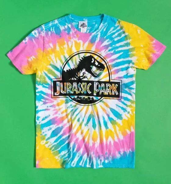 

official jurassic park logo tie dye t-shirt, White;black