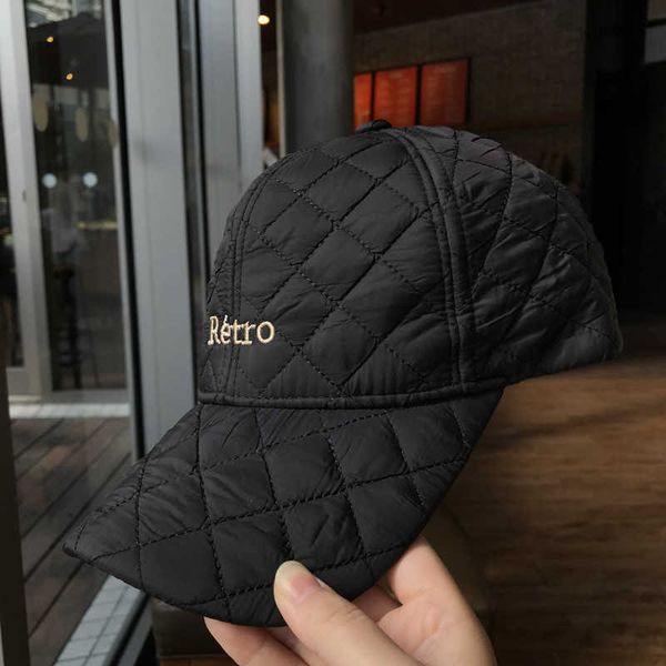 

new baseball cap women's korean hat autumn and winter fashion ins net red sunshade with cotton rhombic lattice, Blue;gray