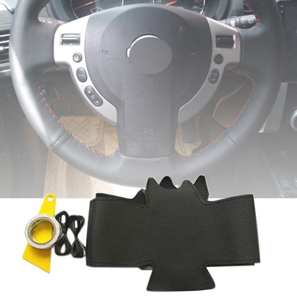 

steering wheel covers car handmade diy sewing cover with hole black thread for qashqai j10 j11 x-trail t31 nv200 rogue