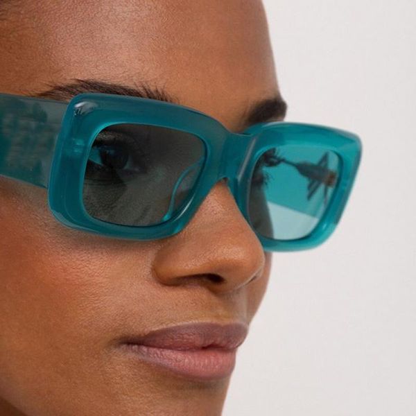 

vintage small square blue black gradient sunglasses for women 23020 brand uv400 sun glasses female wide leg red shades, White;black