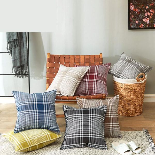 

cushion/decorative pillow linen british casual plaid edge pressing cover 45 x45cm/18x18in throw pillowcase cushion home decor